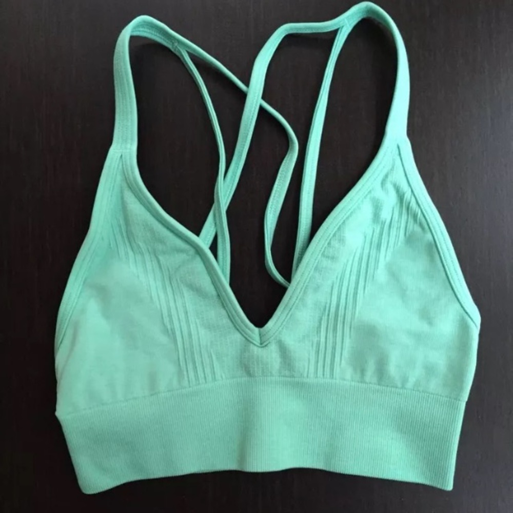 Lululemon Seamlessly Plunge V-neck Strappy Yoga Bra 4 XS Mint Teal Green